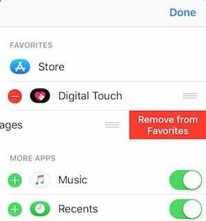 iOS 11 iMessage כפתורים חדשים הסר