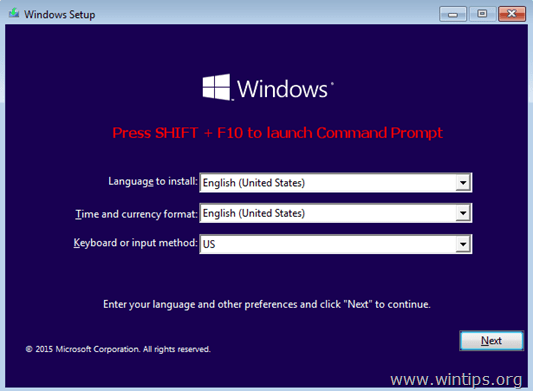 Windows-Setup-Bildschirm