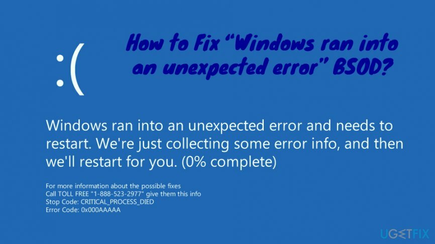 Sådan rettes " Windows løb ind i en uventet fejl" BSOD?