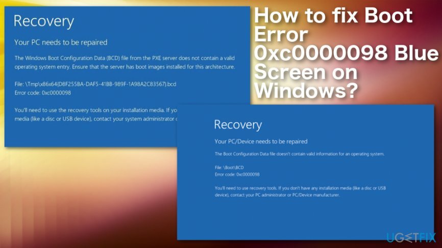 Maneiras de corrigir o erro de inicialização 0xc0000098 Tela azul no Windows