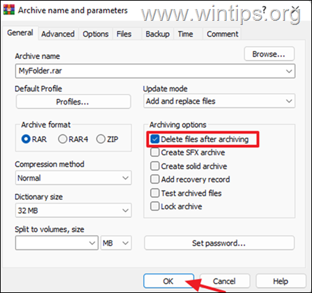 แก้ไขโฟลเดอร์ไม่ว่างเปล่า (winrar)