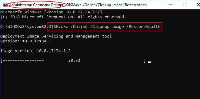 הקלד DISM.exe Online Cleanup-image Restorehealth i