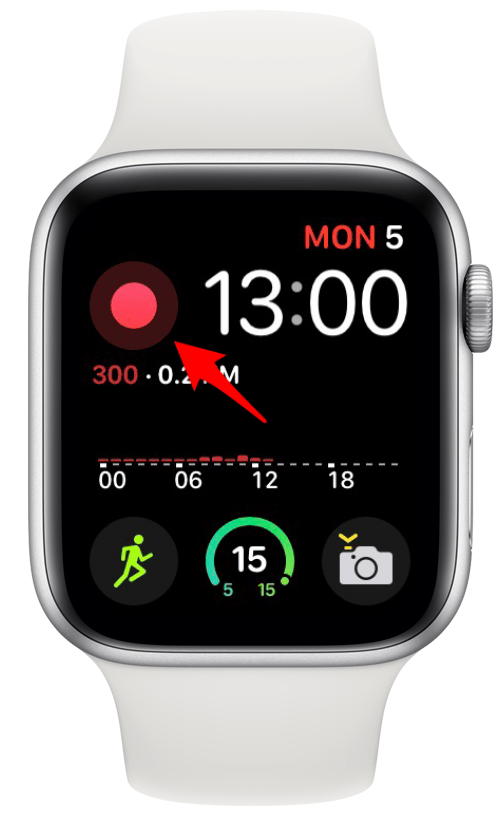 Drücken Sie einfach die Aufnahme-Verknüpfung auf einem Apple Watch Face