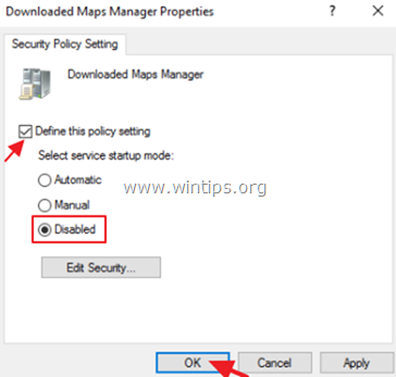 zakázať skupinovú politiku Downloaded Maps Manager