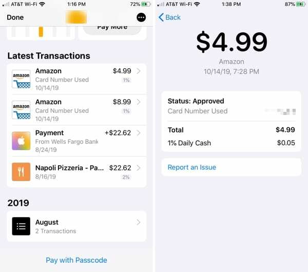 Apple Card-transacties bekijken