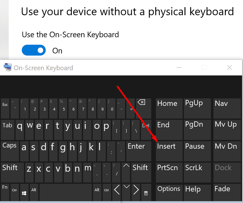 Windows 10 virtuālā tastatūra