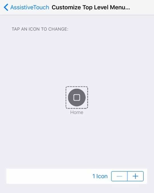 Anpassen des Menüs der obersten Ebene für die Home-Taste in Assistive Touch iOS