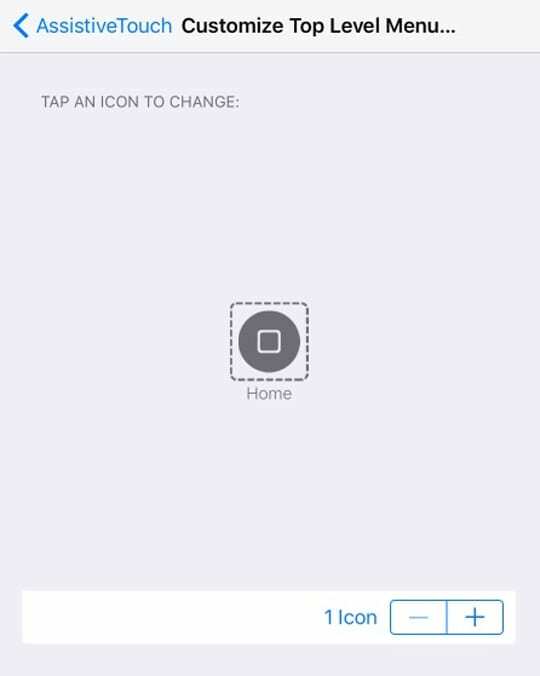 Персонализирайте менюто от най-високо ниво за бутона Начало в Assistive Touch iOS