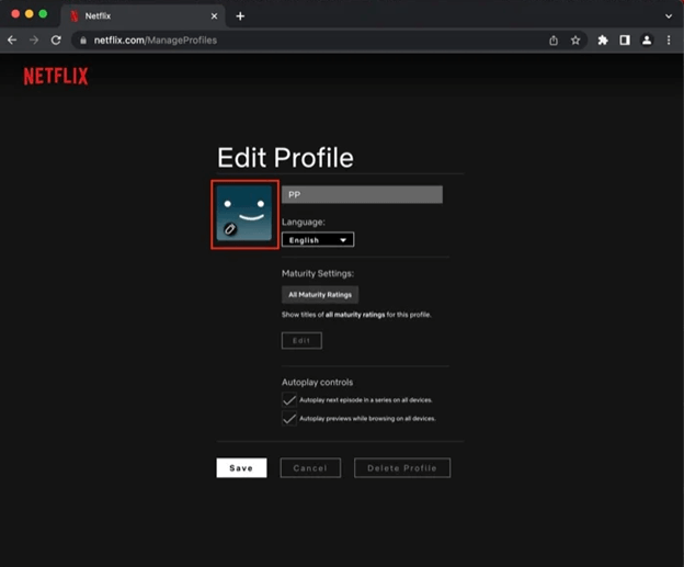 Установите изображение своего профиля Netflix