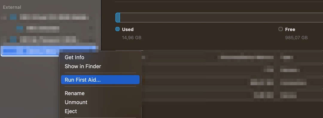 Execute a captura de tela do Utilitário de disco do Mac de primeiros socorros