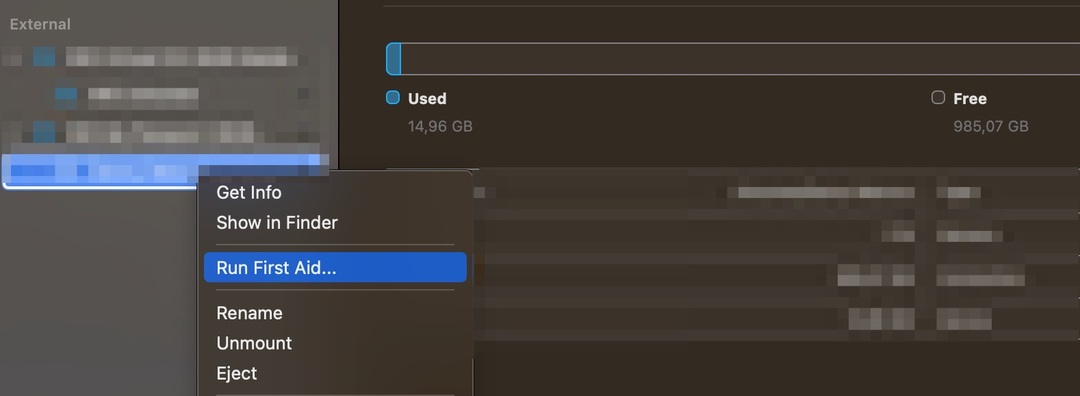 قم بتشغيل لقطة شاشة First Aid Mac Disk Utility