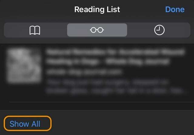 Kuva kõik Safari lugemisloendi üksused iPhone'is, iPadis või iPod touchis