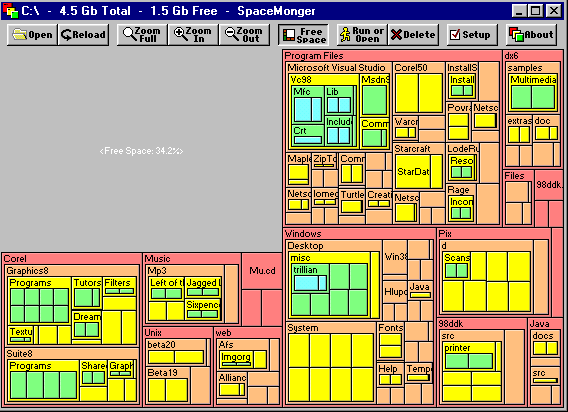 SpaceMonger - Bestes kostenloses Tool zur Analyse des Speicherplatzes