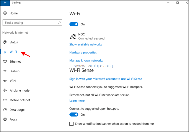 setări wireless windows 10