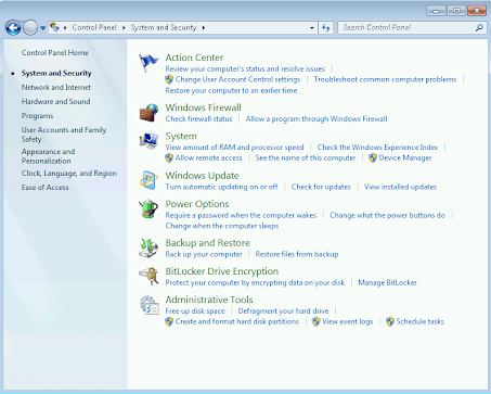 სისტემა და უსაფრთხოება windows 7