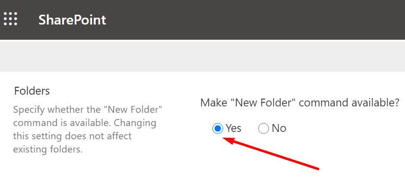 sharepoint make new folder command available