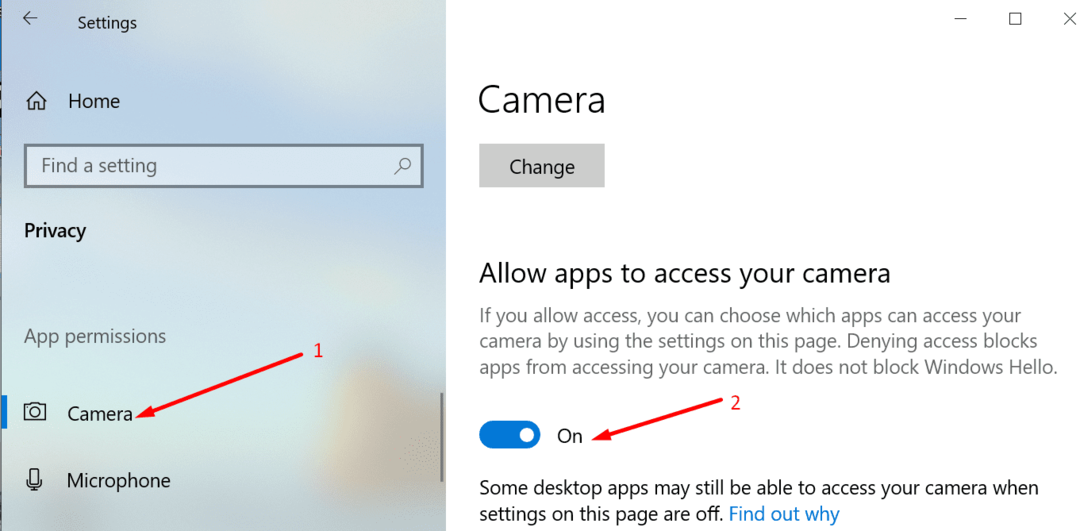 разрешения приложения камеры Windows 10