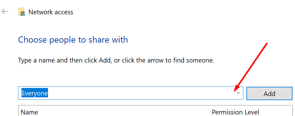udostępnij folder wszystkim Windows 10
