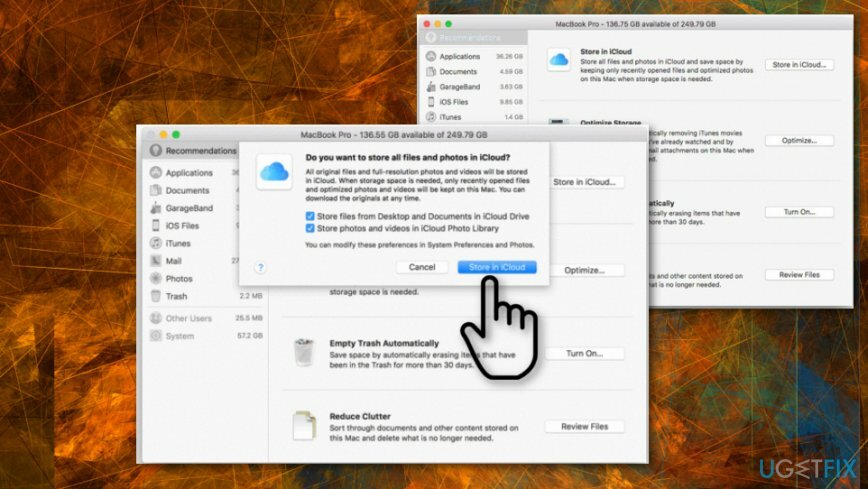 Gem i iCloud-lagringsmulighed i MacOS Sierra 