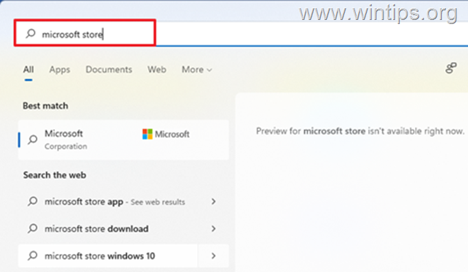 CORRIGIR Microsoft Store ausente no Windows 1110