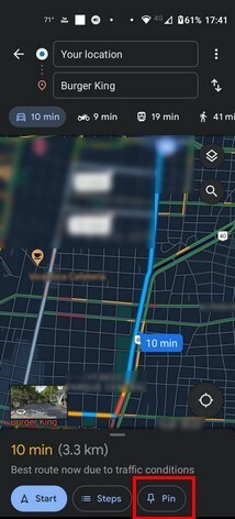 Prisegtas „Google“ žemėlapių maršrutas