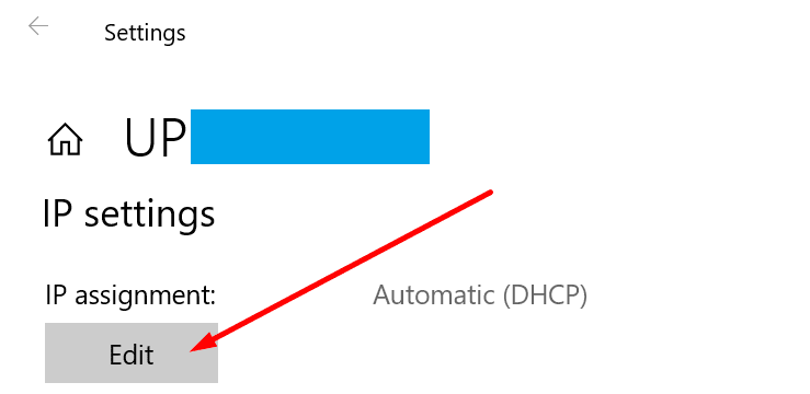 IP მინიჭების პარამეტრები Windows 10