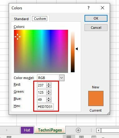 Excel farge HEX