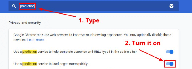 Uključite uslugu predviđanja na Chromeu