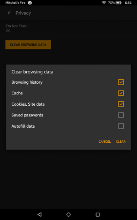 Amazon Fire Clear Cache