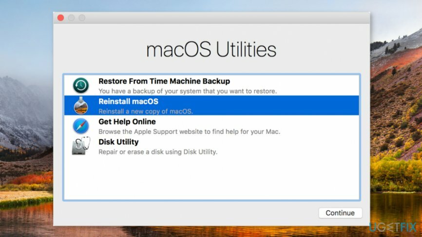 בחר התקן מחדש את macOS