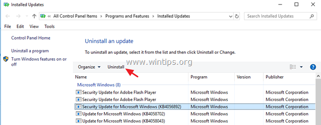 avinstallera KB4056892 uppdatering Windows 10