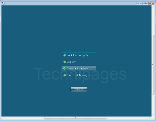 หน้าจอ CTRL-ALT-DEL ใน RDP