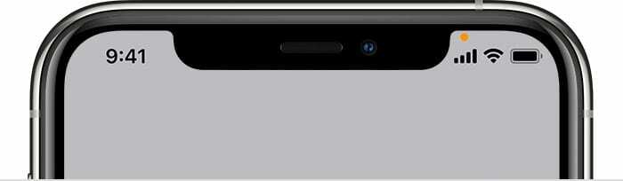 iOS 14 Oranžiniai arba žali taškai būsenos juostos mikrofone