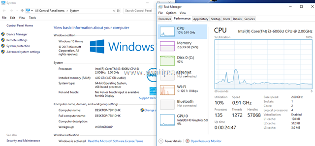 CPU ไม่ทำงานที่ความเร็วเต็มที่ใน Windows 10