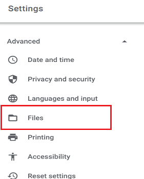 chromebook-failide kaust