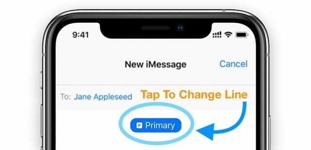 mainiet dual sim vai sim līniju pakalpojumā iMessage