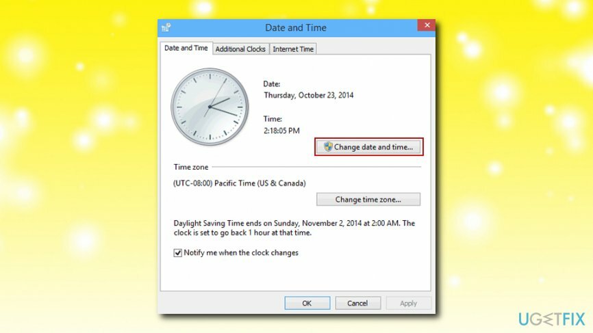 Date de changement d'erreur du Windows Store