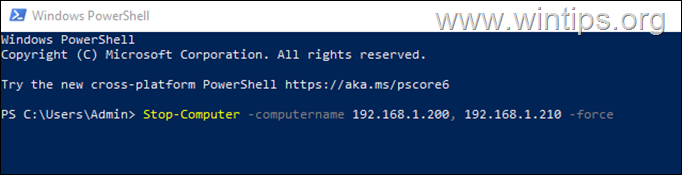 afsluiten externe computer powershell