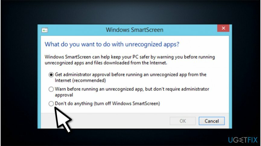 Dezactivați Windows Defender SmartScreen