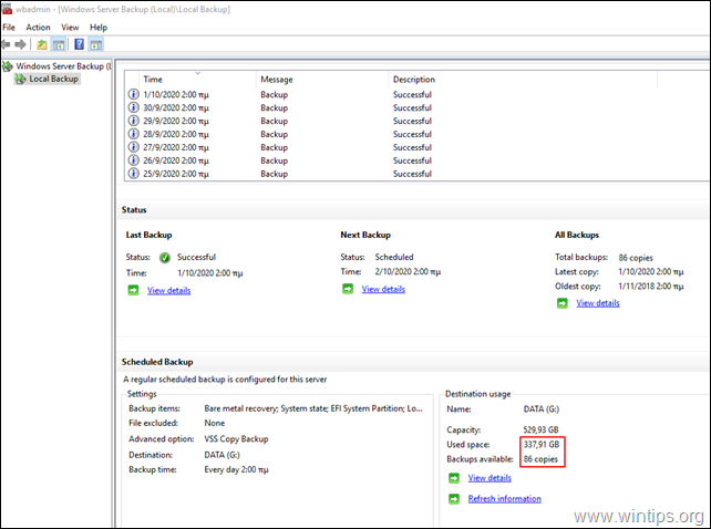 Slik sletter du Windows Server Backup (er) på Server 20162012