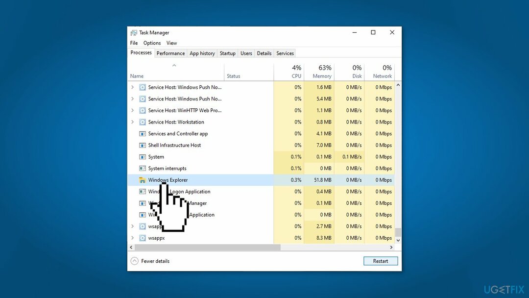 Taaskäivitage Windows Explorer