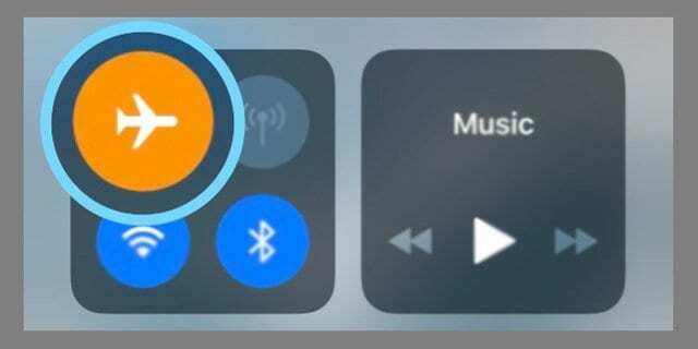 Valdymo centro lėktuvo režimas iOS 11 ir iOS 12