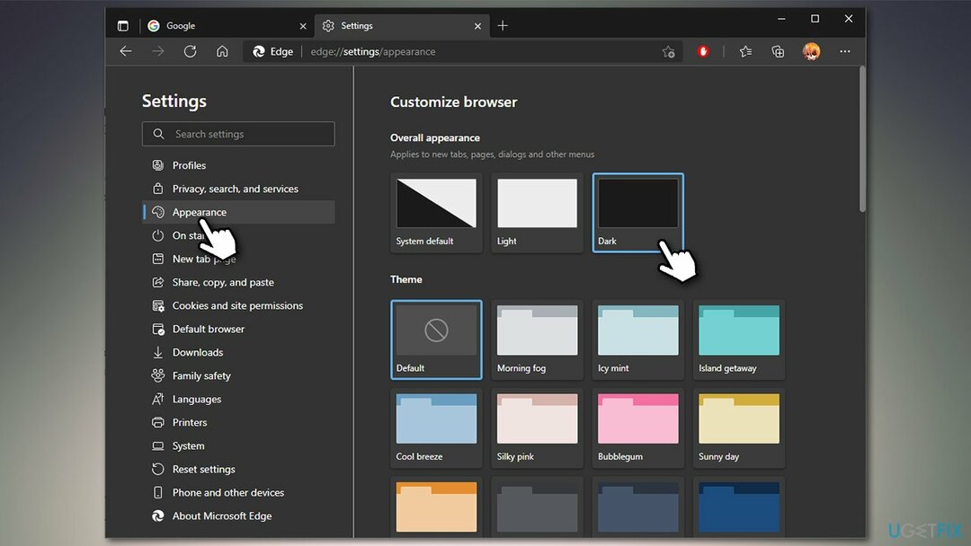 Définir le mode sombre sur MS Edge