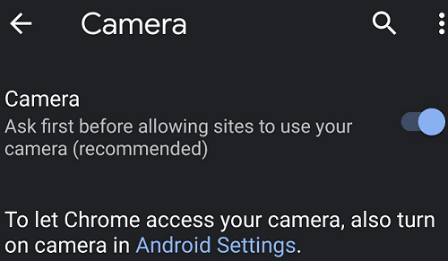 пусть хром-доступ-Android-камера