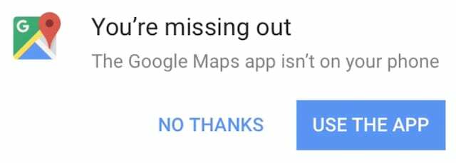 Google Maps lietotnes uzvedne pārlūkprogrammā Safari.