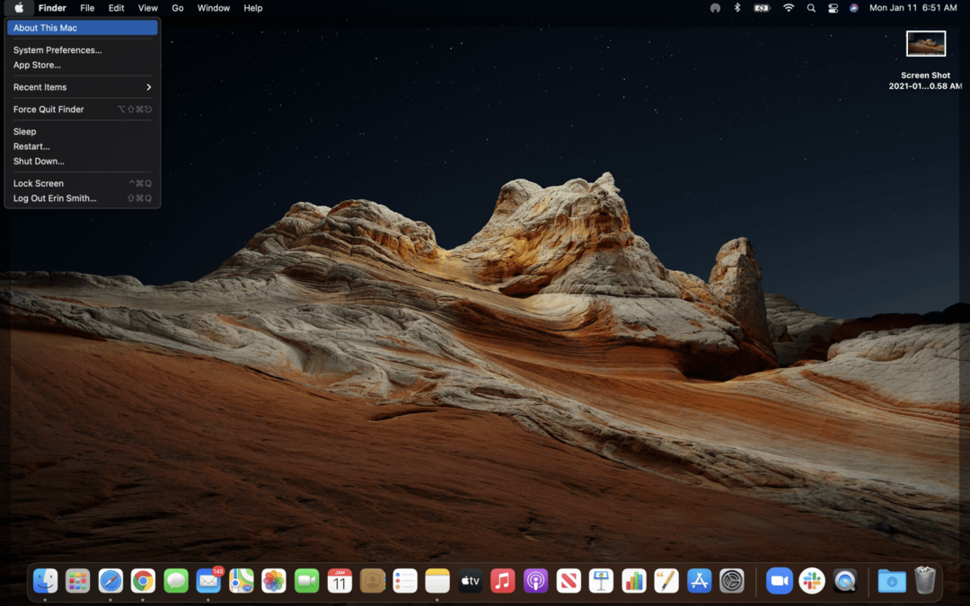 Klik på Apple-ikonet, og vælg Om denne Mac