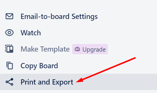 trello utskrift och export