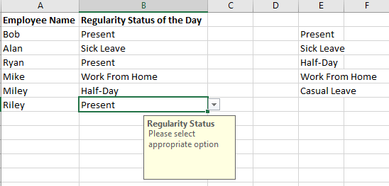 Пример создания раскрывающегося списка в Excel
