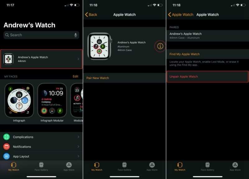 Desemparelhar o Apple Watch do aplicativo Watch