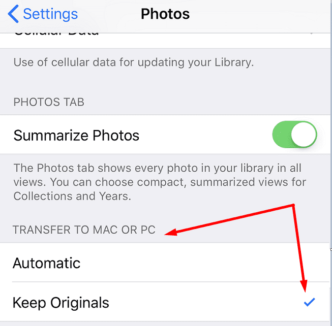 iPhone transferir fotos a mac o pc Keep Originals
